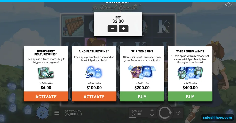 Buy menu lists $200 and $400 options