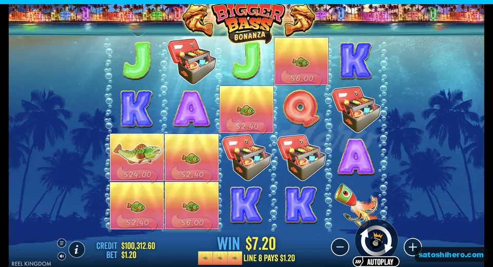 Line win resolves with $7.20 showing