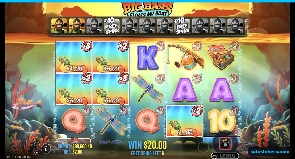 Free spins grid shows multipliers and money values