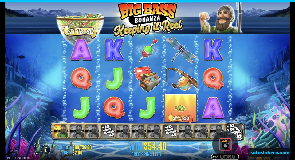 Free spin shows net fish and meter