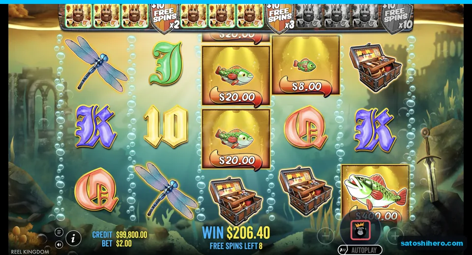 Free spins show $400 fish and rising meter