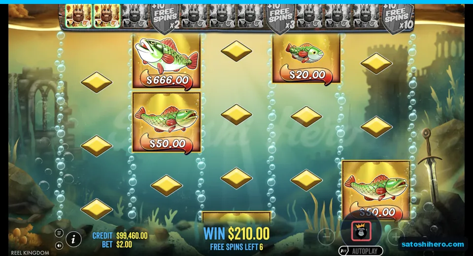 Golden reels show money fish and blank diamonds