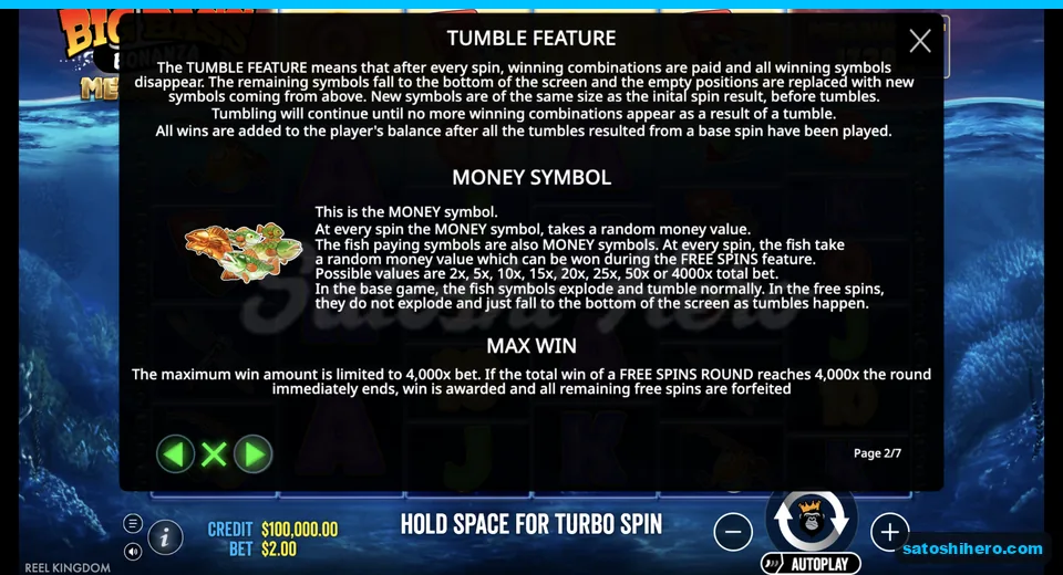 Rules page shows tumble and Money fish values