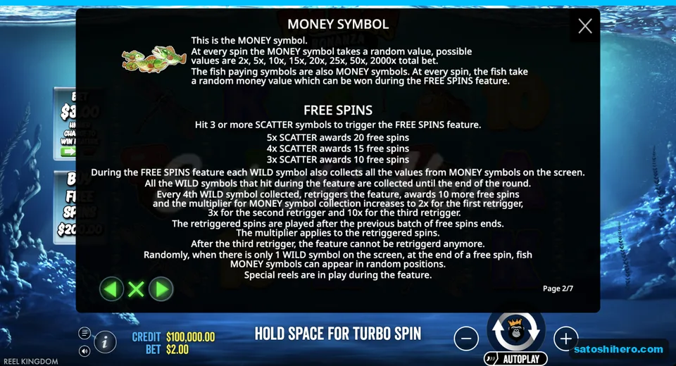 Rules page shows fish values and multiplier trail