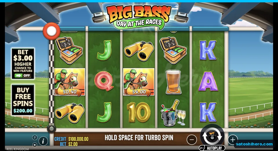 Base reels show jockey cash symbols on turf