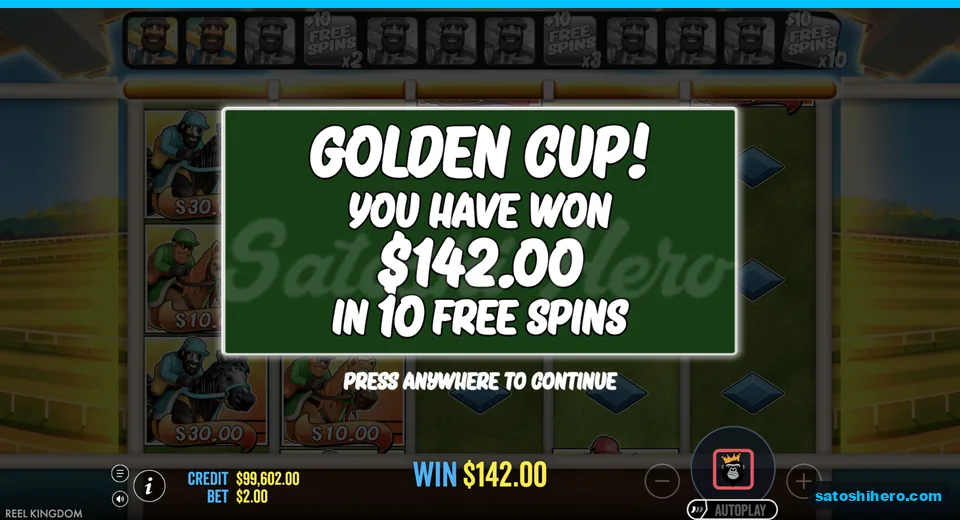 Congratulations screen pays one hundred forty two dollars