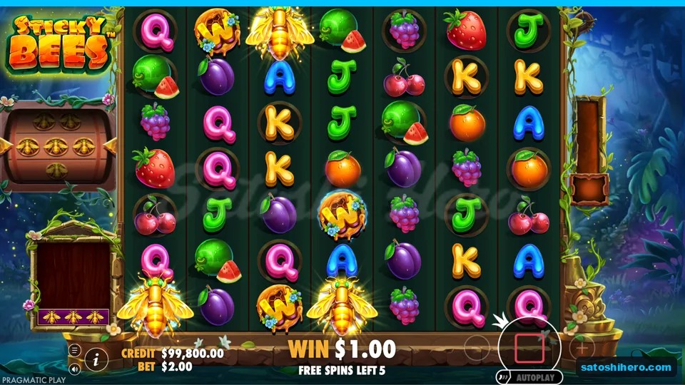 Free spins continue with bees stuck on grid