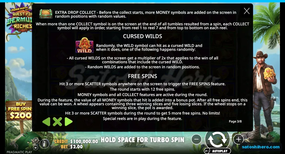 Rules page shows Cursed Wilds and free spins