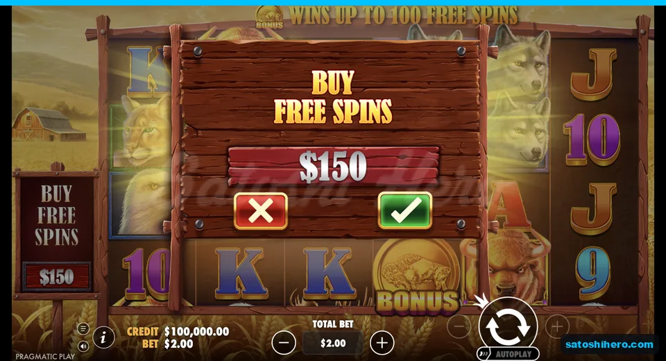 Buy menu opens at the $2 stake