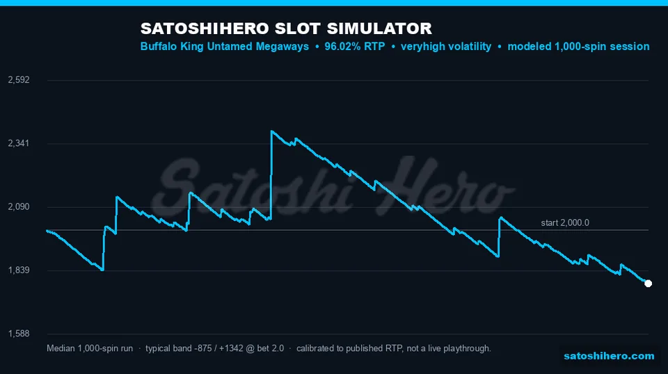 Blue projection curve shows 1,000-spin swings