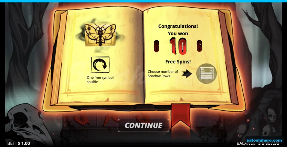 Open grimoire reveals golden moth selection