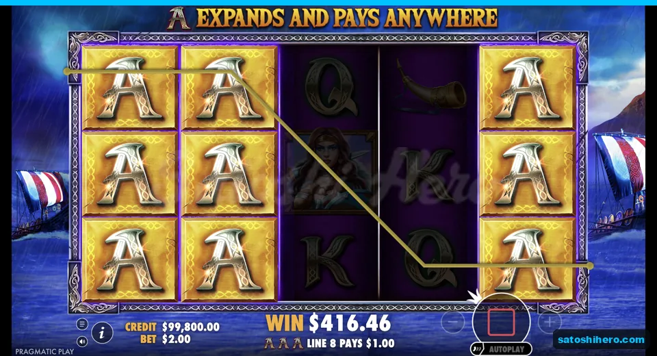 Ace expands across reels with running total