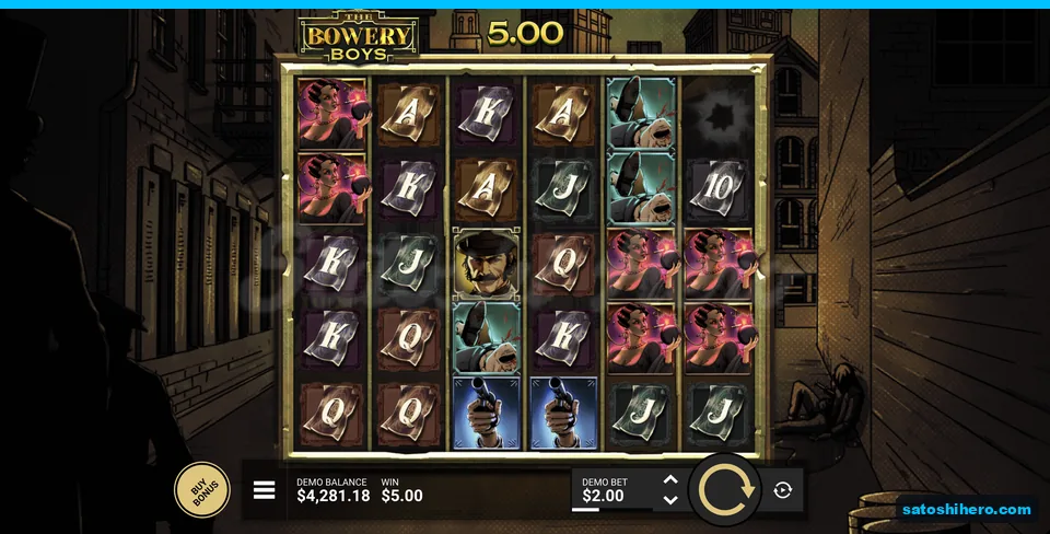 Gang characters form a five-dollar cascade
