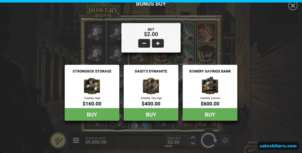 Bonus buy menu lists three prices