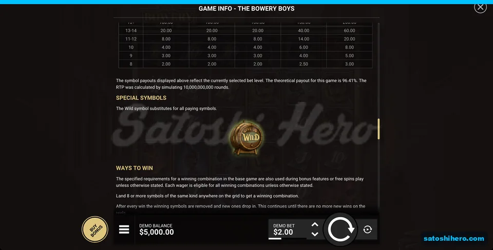 Beer barrel wild shown on symbols page