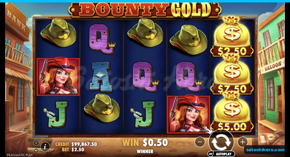 Line win resolves with stacked money sacks