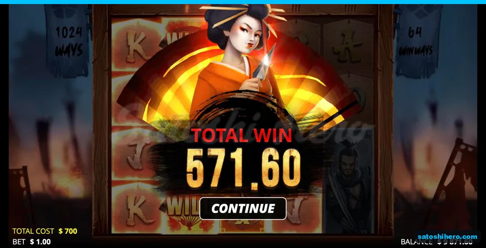 Geisha collect screen showing $571.60