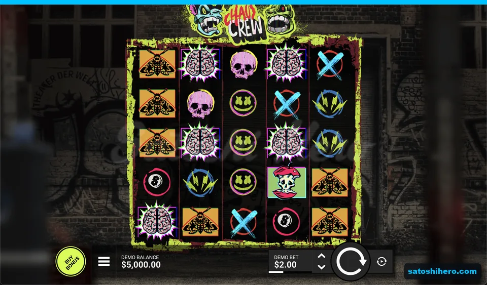Graffiti factory reels with skull and moth symbols