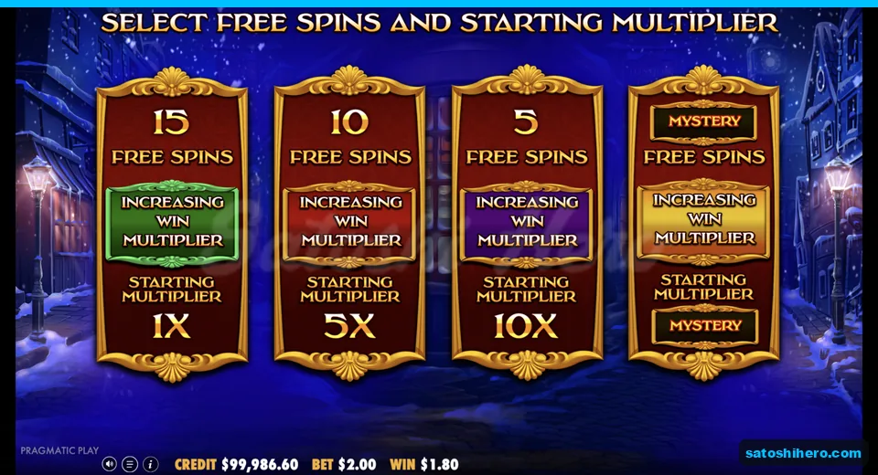 Mode choice screen shows four spin options