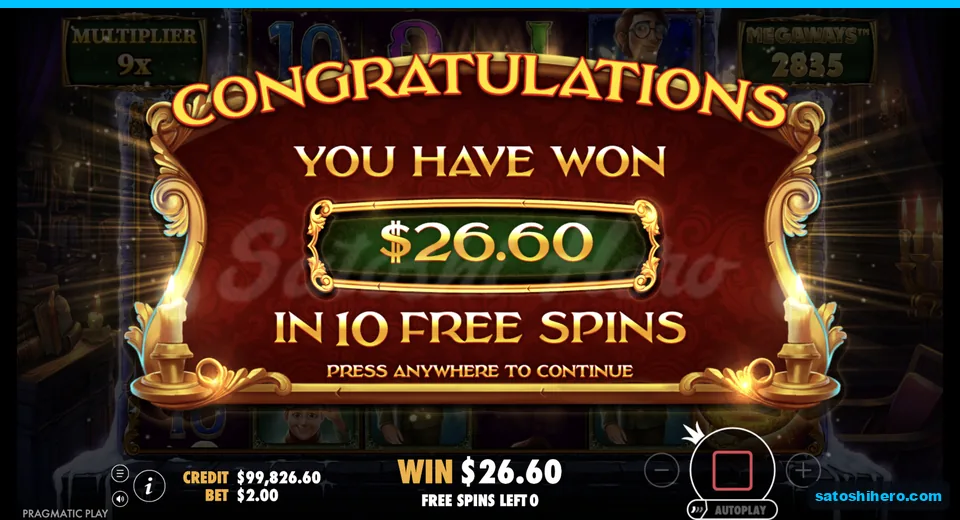 Collect screen shows $26.60 after ten spins