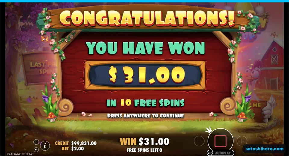 Collect screen shows thirty one dollars