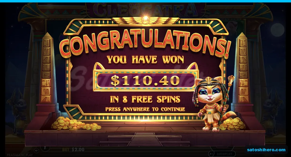 Collect screen shows $110.40 from eight spins
