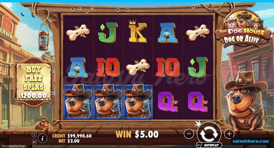 Line win pays $5.00 across bottom row