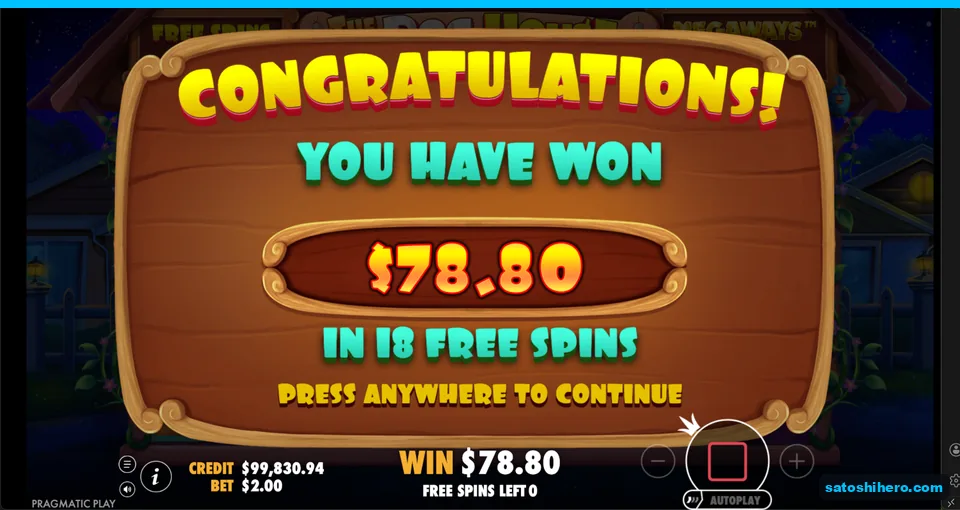 Congratulations screen shows $78.80 collected total