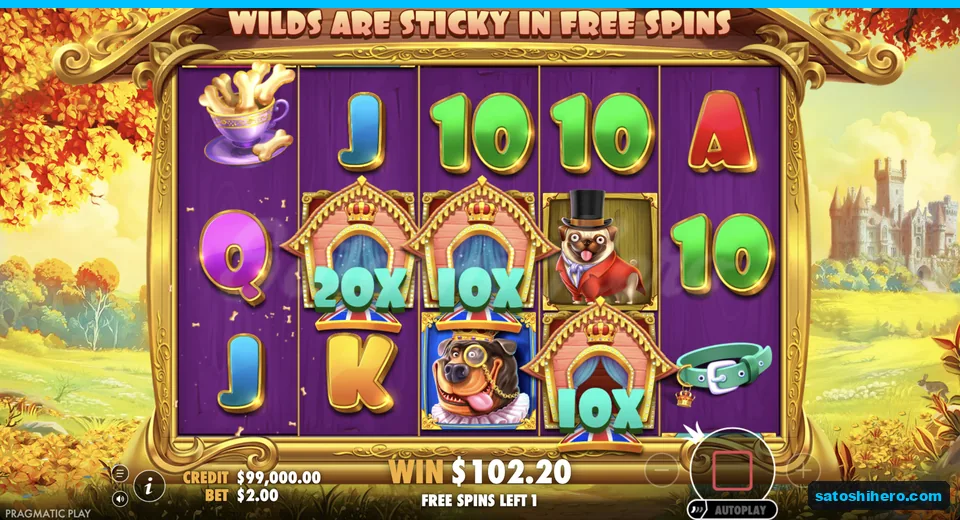 Last spin shows 20x and 10x wilds