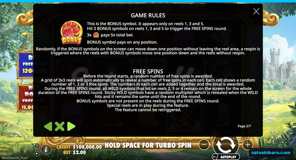 Bonus rules show paw and sticky wilds