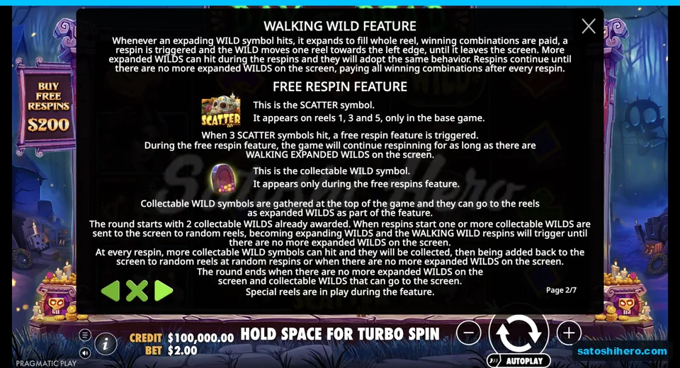 Rules page shows scatter and wild symbols