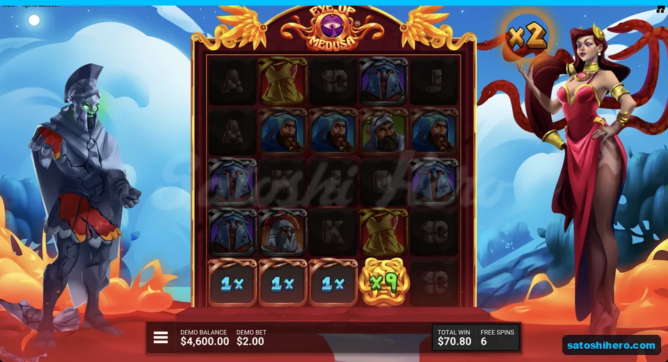 Gold Medusa locks under fiery bonus reels