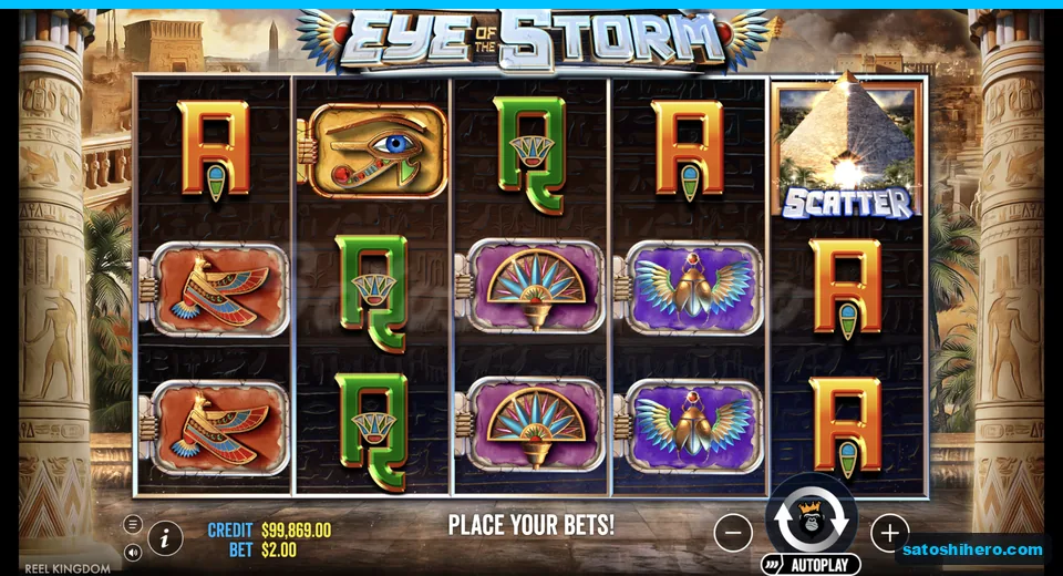 Pyramid scatter appears beside premium Egyptian symbols