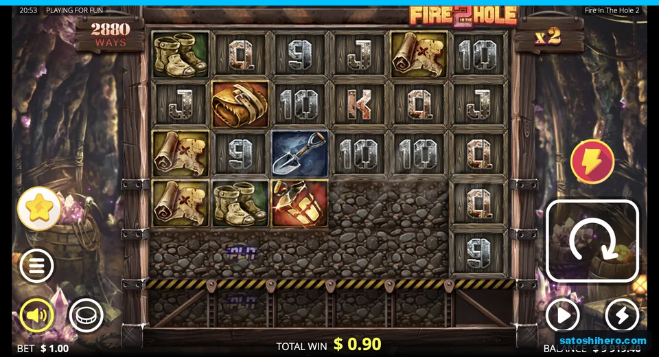 Collapsed mine shows 2880 ways and 2x multiplier