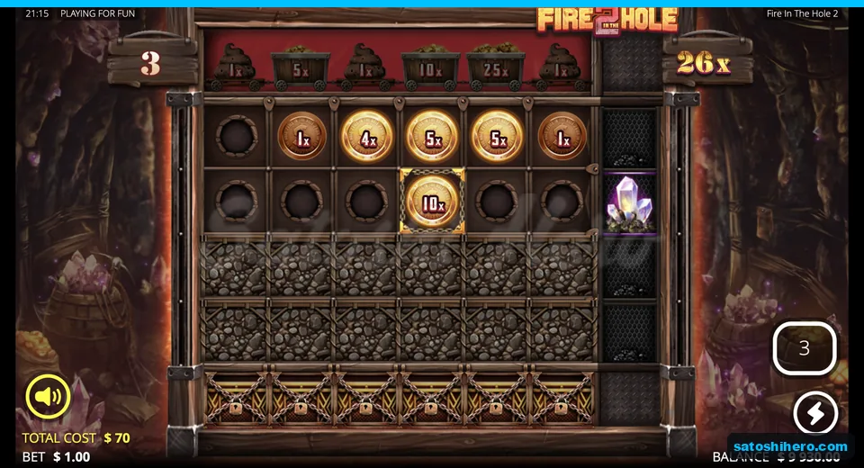 Coin sockets fill beside a 26x multiplier