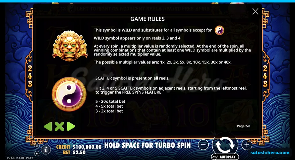 Wild and scatter symbols fill the rules panel