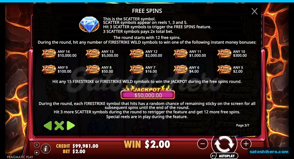 Rules page shows blue diamond scatter and free spins
