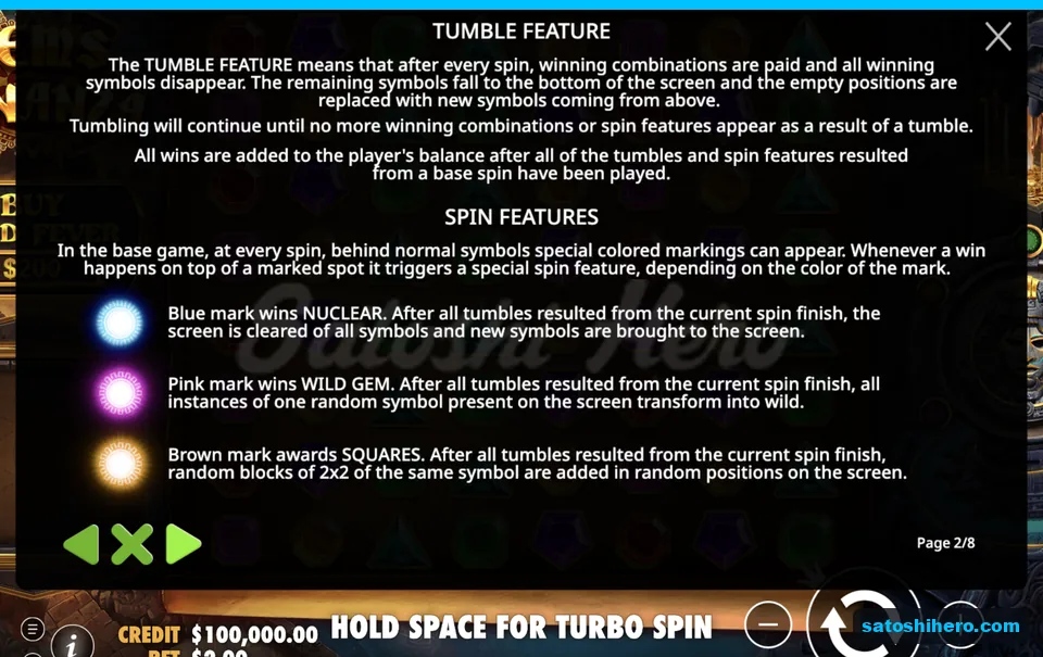 Rules page explains marked symbol features