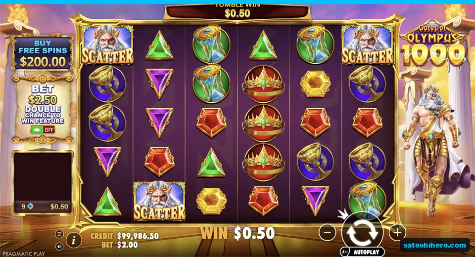 Line win resolves with nine blue diamonds