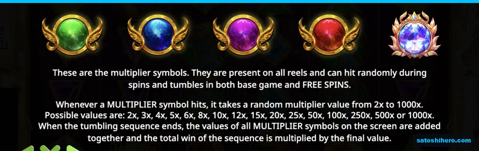 Multiplier rules list orb values from 2x to 1000x