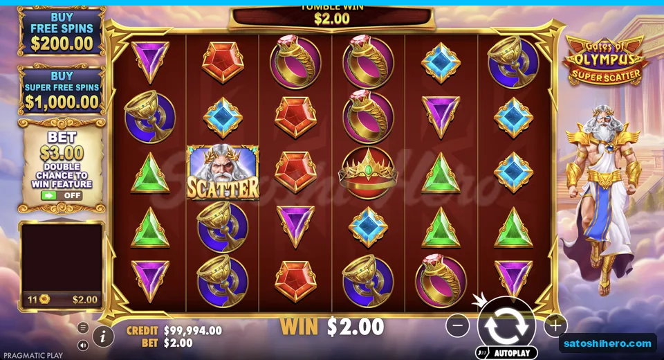 Base spin pays $2.00 before symbols tumble
