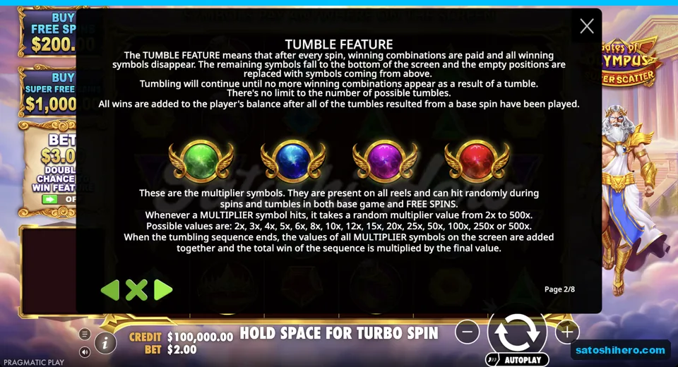 Multiplier orbs show values from 2x to 500x