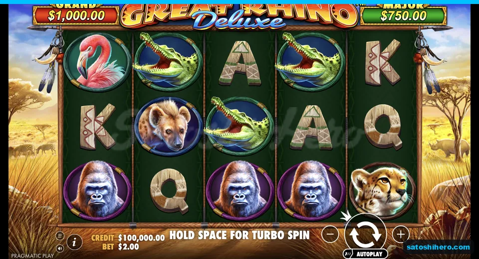 Resting grid shows animals and jackpot bars