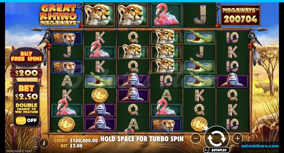 Settled savanna reels show animals and card ranks
