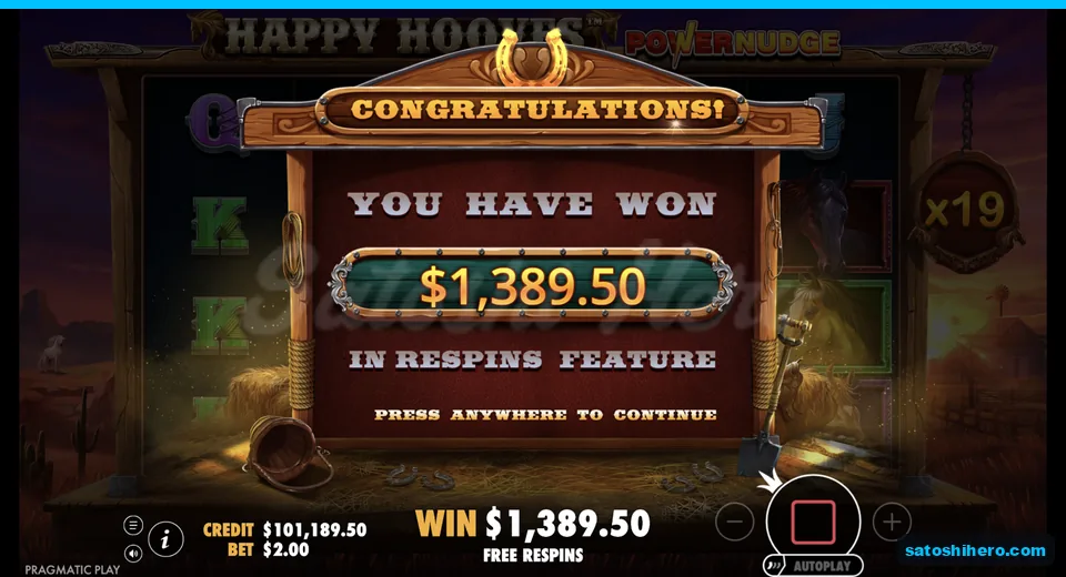 Congratulations banner shows $1,389.50 collect