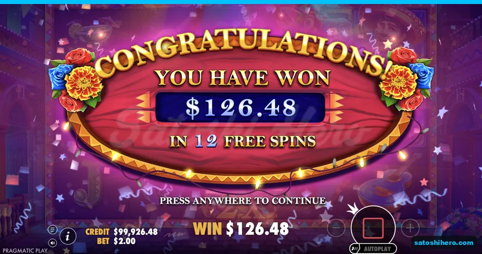 Collect screen shows $126.48 total win