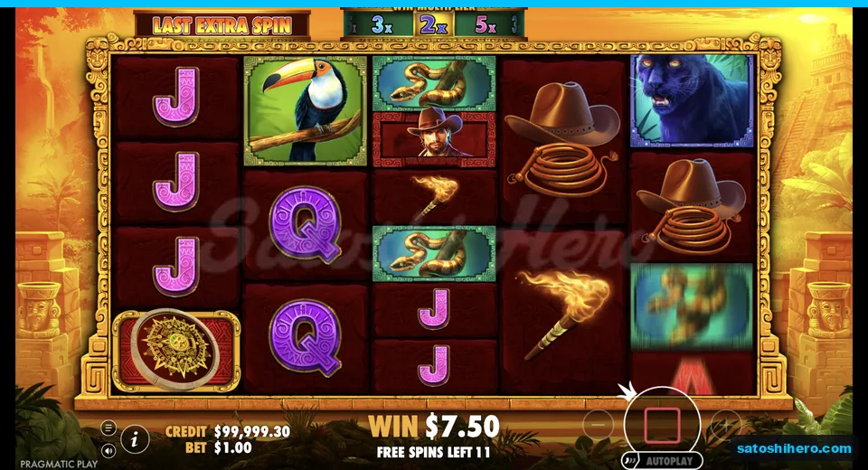 Free spin reels settle with multiplier strip active