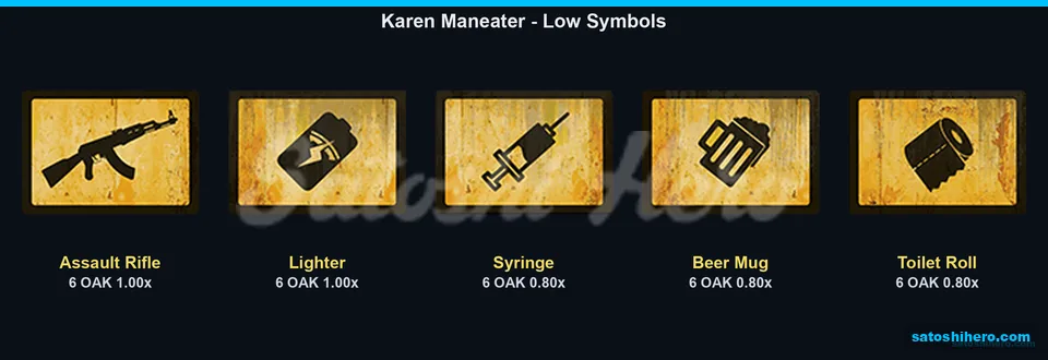 Weapon and trash symbols list lower pays