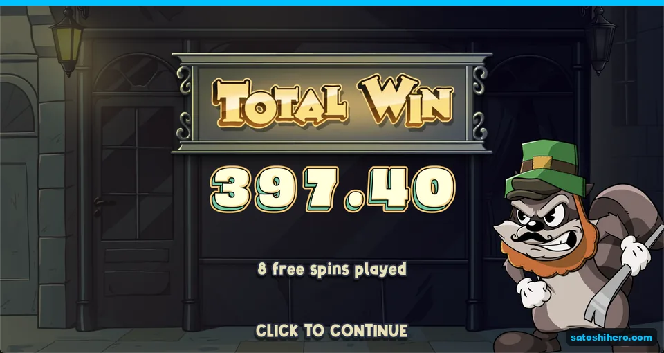 Free spins collect screen shows the round total