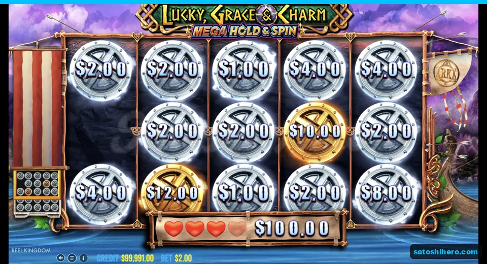 Hold and Spin grid fills with money coins